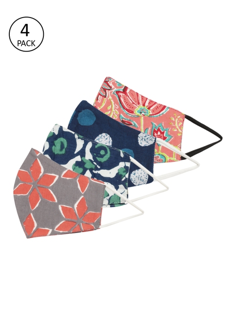 

Anouk Unisex Pack Of 4 Printed Reusable 3 Layer Protective Outdoor Masks, Blue