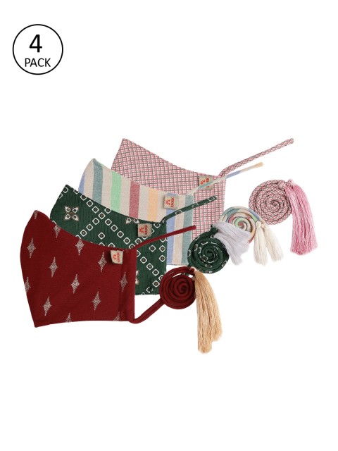 

Anouk Women Pack of 4 Printed Reusable 3-Layer Protective Outdoor Masks, Red