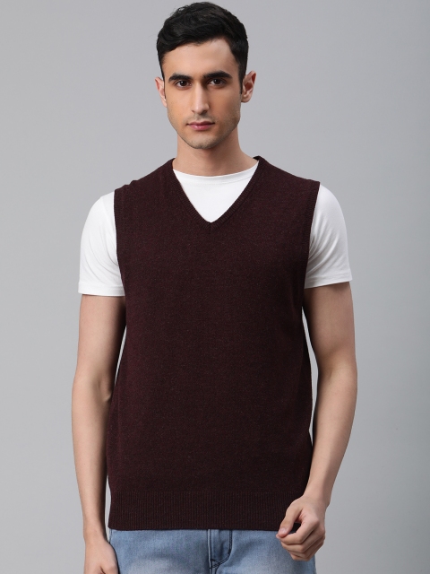 

Marks & Spencer Men Burgundy Solid Sweater Vest