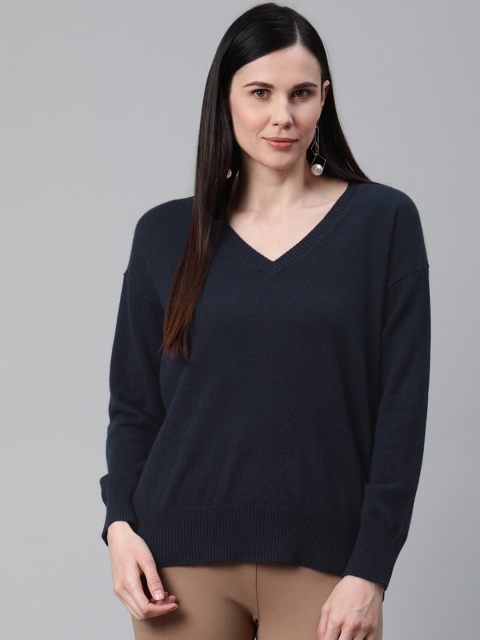 

Marks & Spencer Women Navy Blue Solid Pullover Sweater