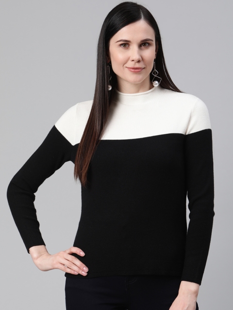 

Marks & Spencer Women Black & White Colourblocked Pullover Sweater