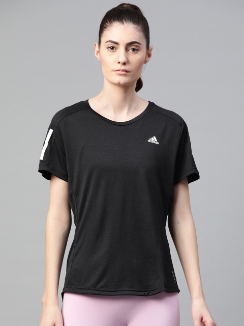 

ADIDAS Women Black Solid Round Neck OWN THE Running T-shirt