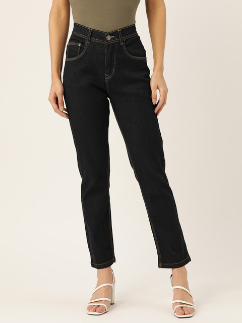 

PARIS HAMILTON Women Navy Blue Boyfriend Fit High-Rise Clean Look Stretchable Jeans
