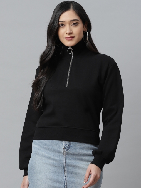 

VividArtsy Women Black Solid Sweatshirt