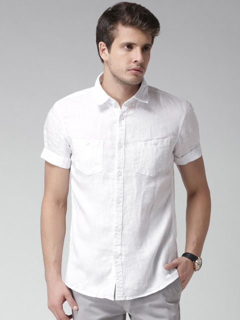 

Celio White Linen Casual Shirt