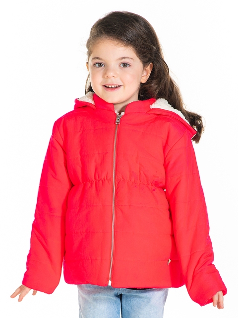 

Cherry Crumble Girls Pink Solid Padded Jacket