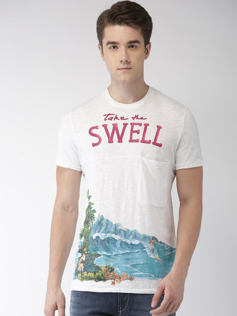 

Celio White Printed Pure Cotton T-shirt