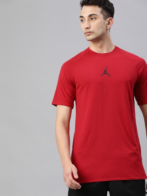 

Nike Men Red Solid Jordan Air Training Round Neck T-shirt