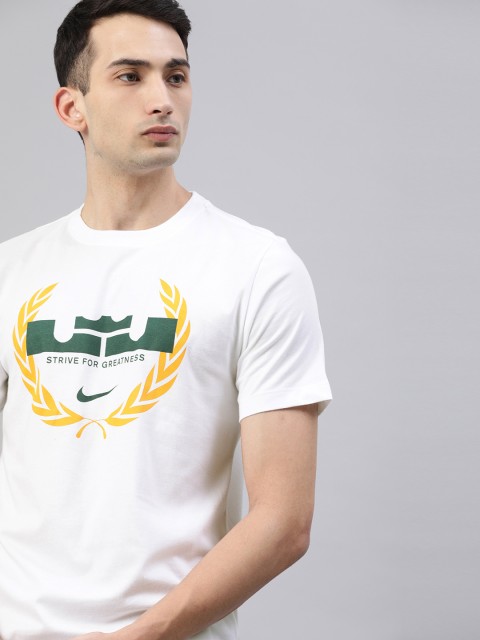 

Nike Men White Printed LBJ DRI-FIT Round Neck T-shirt