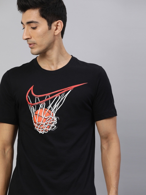 

Nike Men Black Printed DRI-FIT SWISH SWOOSH Round Neck T-shirt