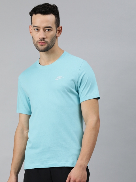 

Nike Men Turquoise Blue Pure Cotton Solid AS NSW Club Round Neck T-shirt