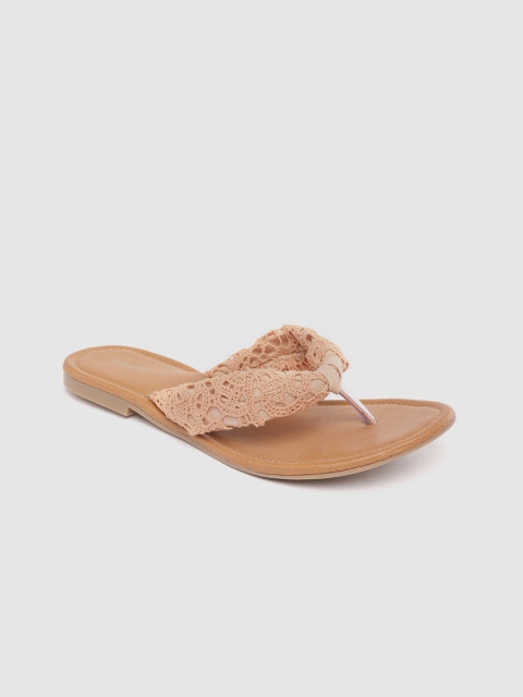 

Lavie Women Peach-Coloured Crochet Open Toe Flats