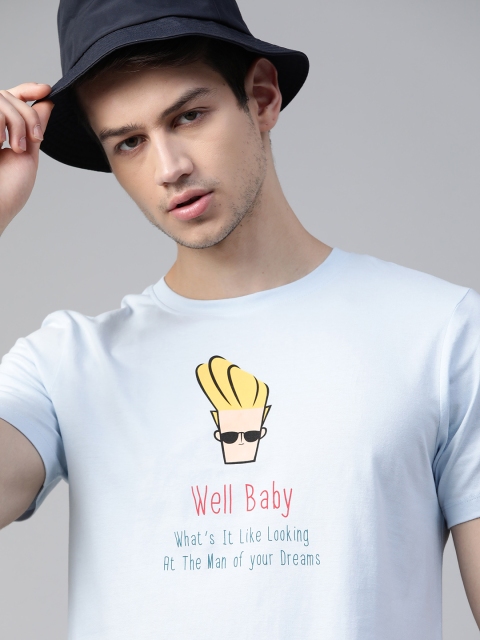 

Johnny Bravo by Kook N Keech Men Blue Pure Cotton Printed Pure Cotton T-shirt