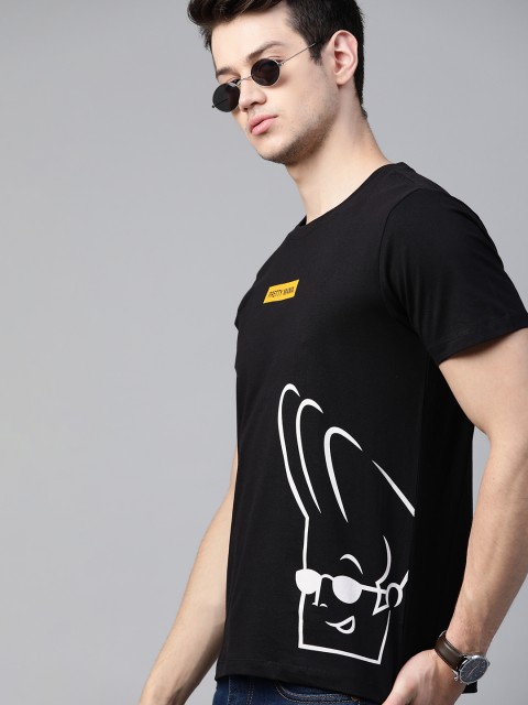 

Johnny Bravo by Kook N Keech Men Black Pure Cotton Printed Pure Cotton T-shirt