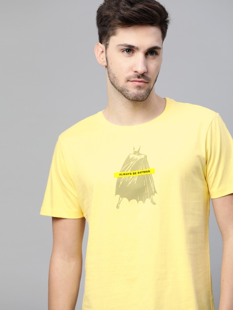 

Kook N Keech Batman Men Yellow Batman Print Pure Cotton T-shirt
