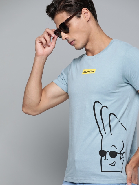 

Johnny Bravo by Kook N Keech Men Blue Black Cotton Printed Pure Cotton T-shirt