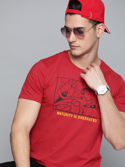 

Kook N Keech Batman Men Red & Black Pure Cotton Garfield Printed T-shirt