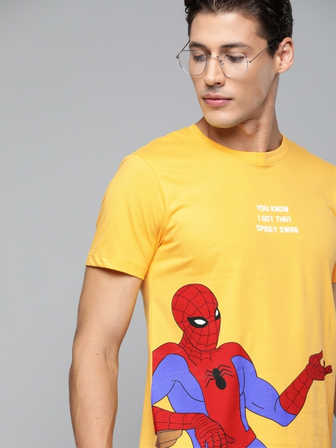 

Kook N Keech Marvel Men Yellow Red Cotton Printed Pure Cotton T-shirt
