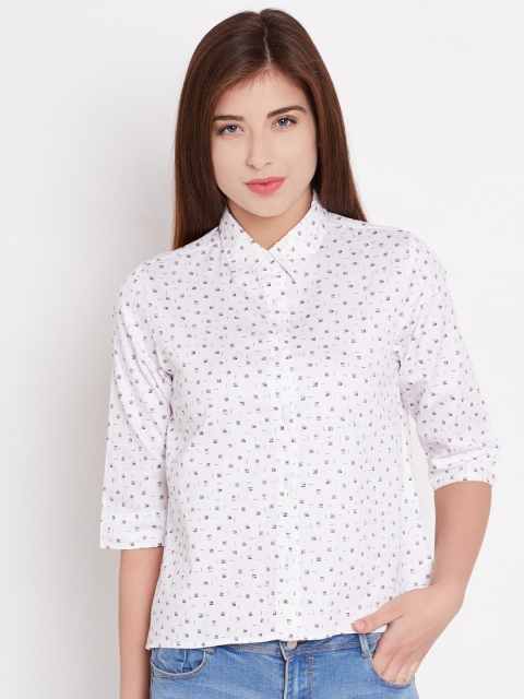 

American Swan White Ditsy Print Shirt