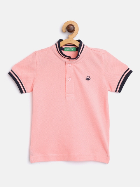 

United Colors of Benetton Boys Pink Solid Polo Collar T-shirt