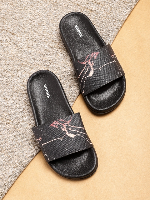 

Anouk Women Black & Beige Abstract Print Sliders