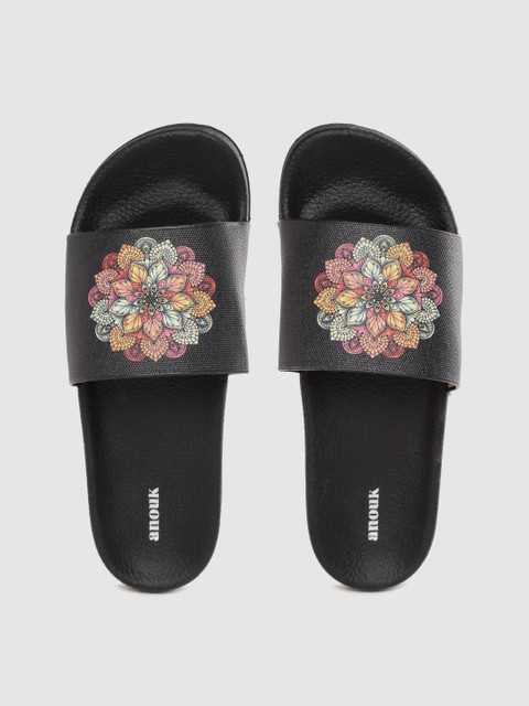 

Anouk Women Black & Pink Ethnic Motif Print Sliders