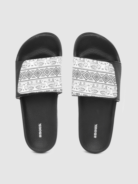 

Anouk Women White & Black Elephant Print Sliders