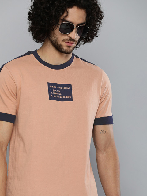 

Kook N Keech Men Dusty Pink Solid Pure Cotton T-shirt