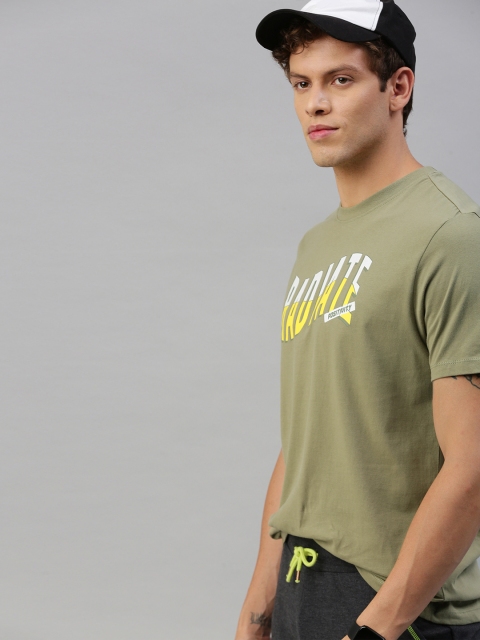 

Kook N Keech Men Olive Green Pure Cotton Printed Round Neck Pure Cotton T-shirt