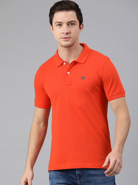 

Arrow Sport Men Orange Solid Polo Collar T-shirt