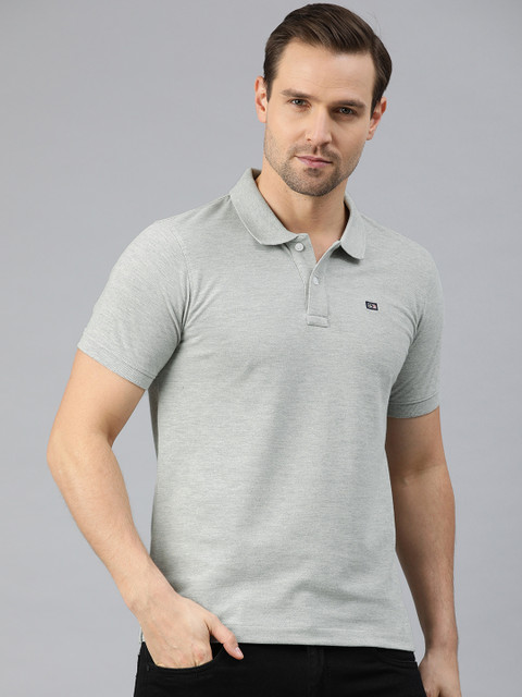 

Arrow Sport Men Grey Solid Polo Collar T-shirt