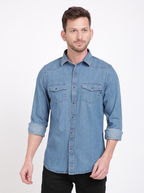 

TED HARBOR Men Blue Slim Fit Faded Casual Shirt