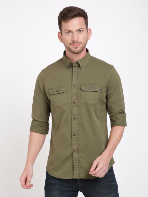 

TED HARBOR Men Green Slim Fit Solid Casual Shirt