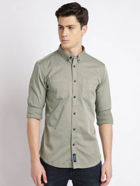 

TED HARBOR Men Grey Slim Fit Solid Casual Shirt