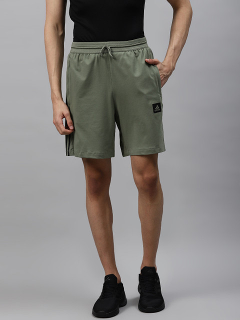 

ADIDAS Men Olive Green Solid Designed 2 Move 3-Stripes Sports Shorts