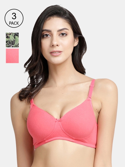 

Inner Sense Pack of 3 Organic Cotton Antimicrobial Wire-Free Padded Sustainable Bra ISB068, Multi