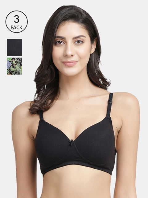

Inner Sense Pack of 3 Organic Cotton Antimicrobial Wire-Free Padded Sustainable Bra ISB068, Multi