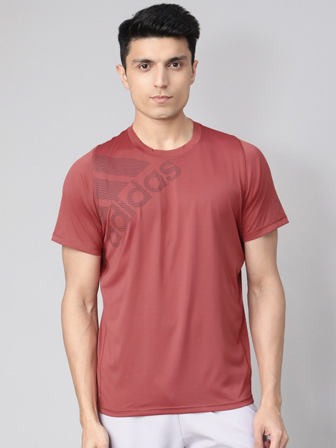 

ADIDAS Men Pink Freelift Graphic Badge of Sport Placement Print Training T-Shirt