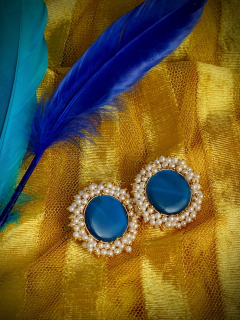 

LAIDA Blue Gold Plated Circular Studs