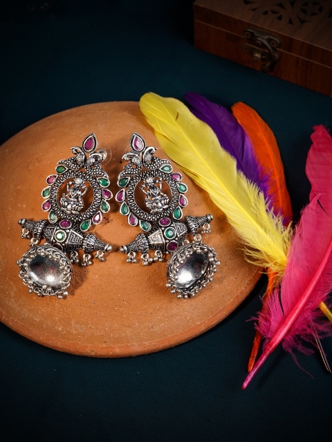 

LAIDA Silver-Plated Dome Shaped Oxidized Jhumkas
