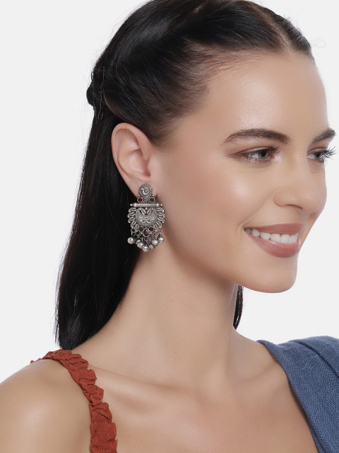 

LAIDA Oxidised Silver-Plated Contemporary Handcrafted Drop Earrings