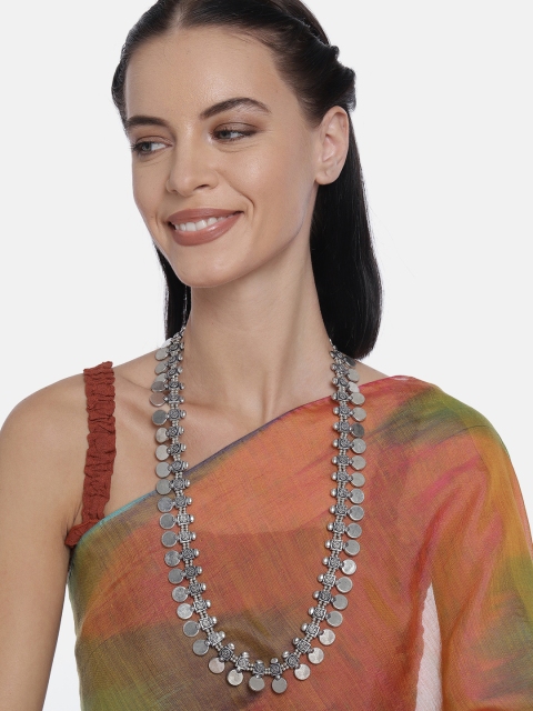 

LAIDA Silver-Plated Oxidized Handcrafted Coin Design Long Necklace
