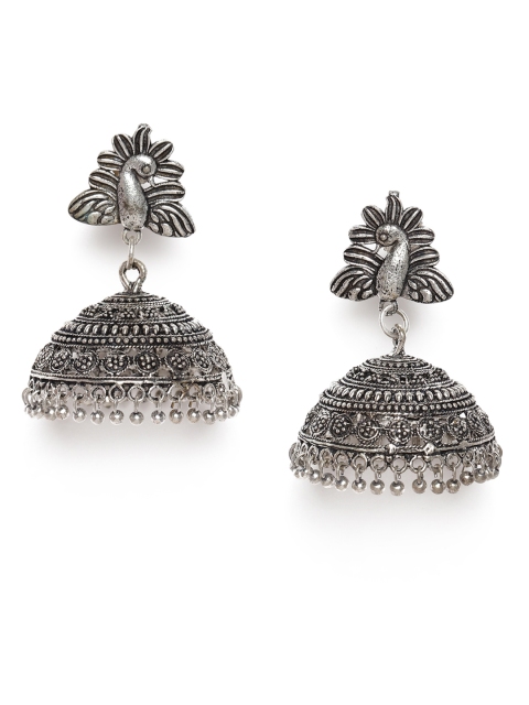 

LAIDA Silver-Plated Oxidized Dome Shaped Jhumkas