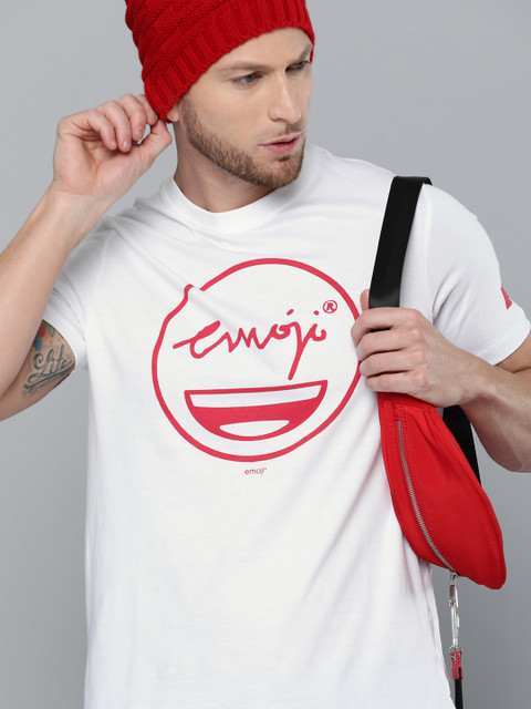 

Kook N Keech Emoji Men White Printed Round Neck T-shirt