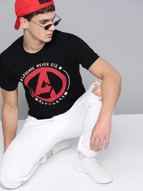 

Kook N Keech Marvel Men Black & Red Avengers Print Round Neck Pure Cotton T-shirt