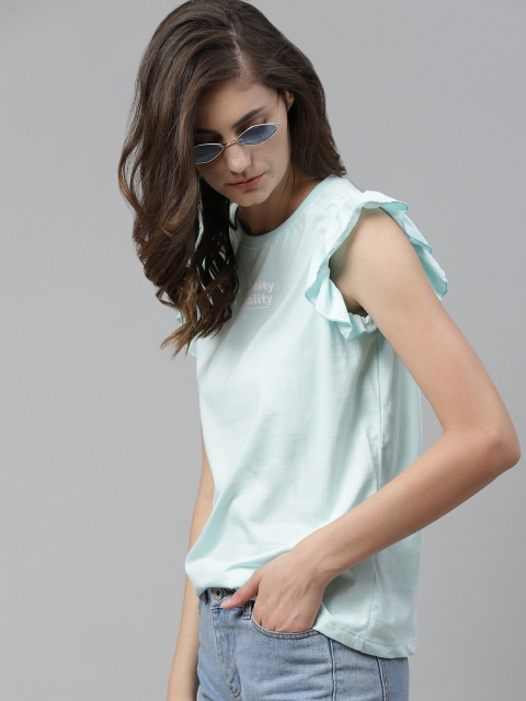 

Kook N Keech Blue Flutter Sleeve Regular Top