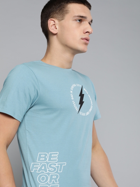 

DC by Kook N Keech Men Blue Printed Pure Cotton Round Neck T-shirt