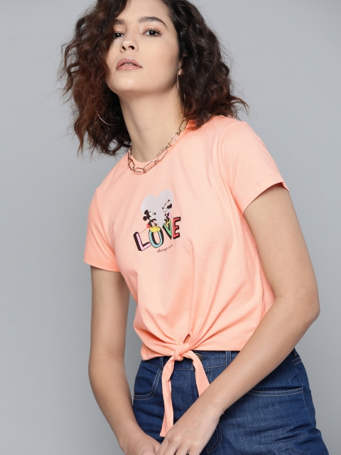 

Kook N Keech Disney Women Peach-Coloured Pure Cotton Printed Top