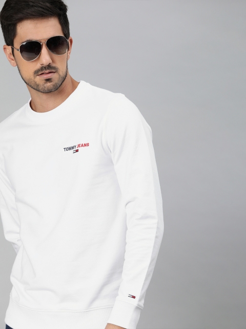 

Tommy Hilfiger Men White Solid Sweatshirt