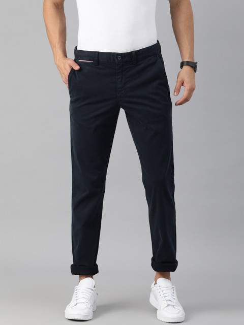 

Tommy Hilfiger Men Navy Blue Slim Fit Solid Regular Trousers